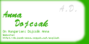 anna dojcsak business card
